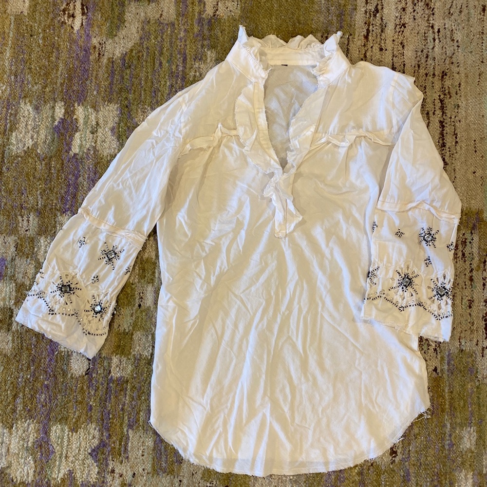 Vtg Unbranded Linen Top